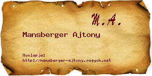 Mansberger Ajtony névjegykártya